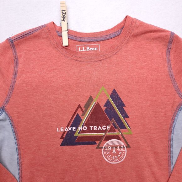 LL Bean Leave No Trace Casual Graphic Long Sleeve T-Shirt Youth Boys Size L Pink - Picture 1 of 8